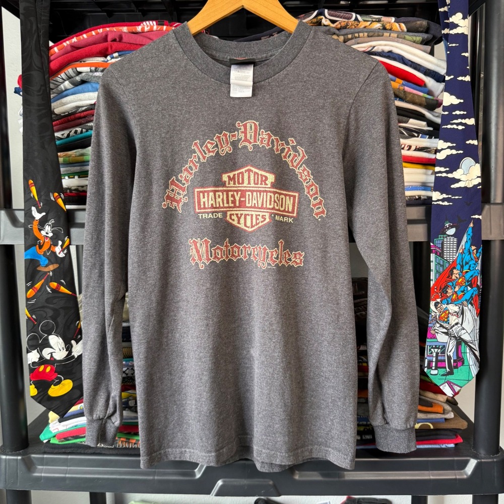 Vintage Gray Harley-Davidson Alamo City San Antonio Long Sleeve Shirt Small
